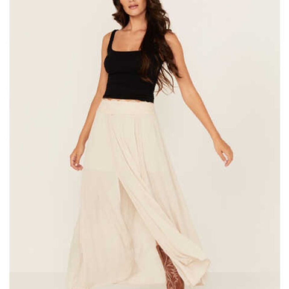 Shyanne Cream Wrap Maxi Skirt with Slit